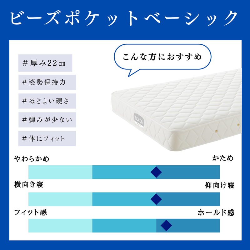 ビーズポケットベーシック｜数多のホテルで採用のマットレス【公式