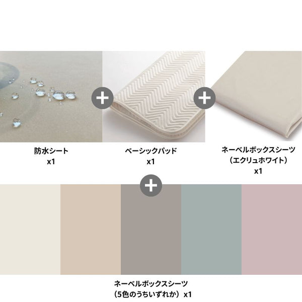 防水シート+ベーシックパッド＋ネーベルボックスシーツ4点メーキング